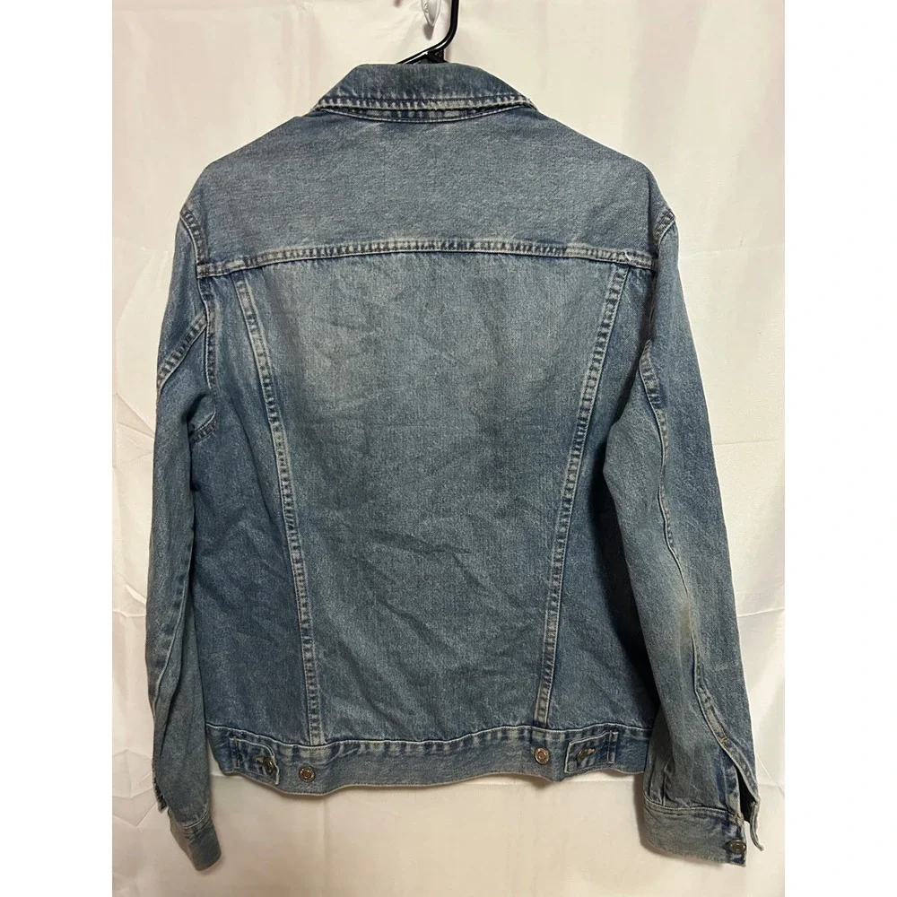 H&M Denim Jacket Mens M Blue Trucker Jean Jacket Vintage Style Y2K - Picture 2 of 8
